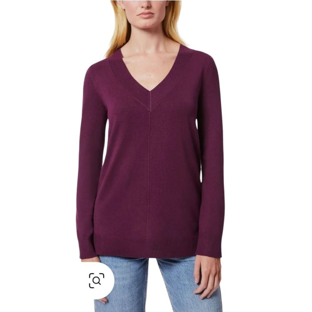 Melissa Paige ribbed viscose v-neck sweater Women's cabernet red Size XL